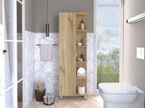 Urano Mirror Linen Cabinet, Four Interior Shelves, Five External Shelves -Light Oak B07091989