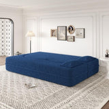 Modern Floor Sofa with 2 Pillows,Convertible Teddy Fabric Foam-Filled Sleeper Sofa Bed,15" Full Size 10423071
