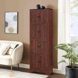 Tall Storage Cabinet with 8 Doors and 4 Shelves, Wall Storage Cabinet for Living Room, Kitchen, 53820214