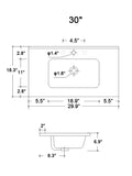 BB0930Y331, Integrated white ceramic basin with three predrilled faucet holes, faucet and drain W1865P164391