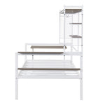 ZUN Twin size Metal Daybed with Movable Desk, Metal Grid, Shelves and Clothes Hanger, White N737P199195K