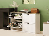 Shoe Storage Cabinet with 4 Flip Drawers, Freestanding Cabinet Organizer with Adjustable Shelf, W282P510222