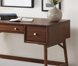ZUN Brown Finish Stylish Writing Desk Storage Drawers Nickel Knob Hardware Walnut Veneer Wood Furniture B01146475