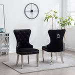 ZUN Montura Contemporary Tufted Velvet Chair with Nailhead Trim, Set of 2, Black T2574P164573