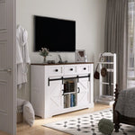 ZUN Farmhouse Buffet Cabinet with Storage and Sliding Door,Sideboard with 3 Drawers, 2 Doors Adjustable W760P214394