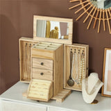 4-Tier Wooden Jewelry Box with Mirror 55405779