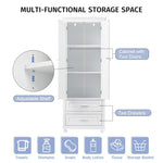 ZUN Tall Storage Cabinet with Two Drawers for Bathroom/Office, White WF299284AAK