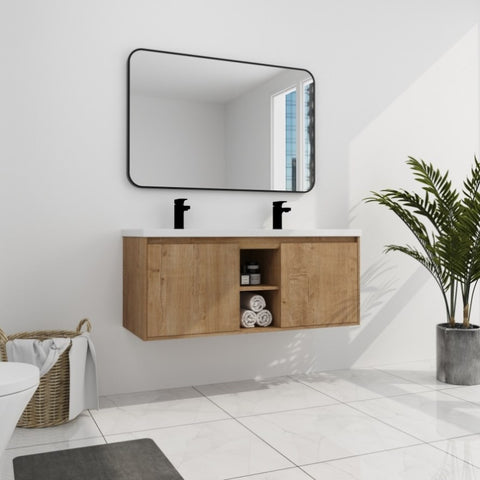 ZUN 48" Wall Mounted Bathroom Vanity With Double Sink, Soft Closing Door Hinge 55249036