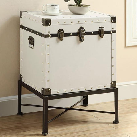 ZUN White and Bronze Washed Trunk Style Accent Cabinet B062P145605
