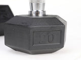 20LB HDRS Rubber Coated Solid Cast Iron Dumbbell with Contoured Chrome Handle, Hexagon 03299427