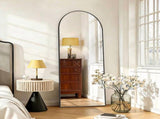 59"x16" Arched Full Length Mirror Freestading Full Body Floor Mirror, Black 29057953