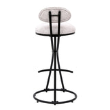 Round Print Bar Stools Set of 2 Black Metal Upholstered Chairs for Kitchen Island & Dining Rooms W1757P268901