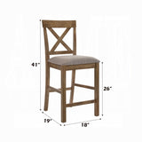 Contemporary Counter Height Chairs Set of 2 Upholstered Seat X-Back Classic Oak Finish Wooden Dining B2741P336519