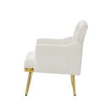 cream white velvet armchair with metal legs W58852198