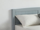 Full Single Bed Frame Vertical Striped Decorative Curved Headboard and Footboard Bed Frame Painted 17007454