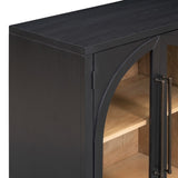 TREXM 4-Door Large Storage Sideboard Buffet Cabinet with Glass Doors, Arched Cabinet with Adjustable N715P290642B