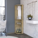 Oregon Corner Bar Cabinet, 3-Tier Shelf with Glass Rack B128P176134