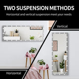 Hollywood Full Length Mirror with Lights Full Body Vanity Mirror with 3 Color Modes Lighted Standing W70832319