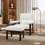 U-Can Modern Accent Chair with Ottoman, Mid Century Lounge Chair with footrest, Comfy Fabric N724P261932K
