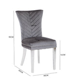Eva 2 Piece Stainless Steel Legs Chair Finish with Velvet Fabric in Gray 733569236183