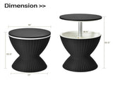 Black Outdoor Imitation Rattan Ice Cooler Side Table 8Gal 2-Height Adjustable with Drain Plug 19316961