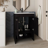 Bathroom Vanity with Sink, 2 Doors, 2 Shelves, Black Wengue B097P350322