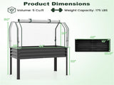 3-in-1 Metal Raised Garden Bed with Mini Greenhouse Cover, Elevated Planter Box - Black 46584296