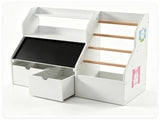 Kids Toy Storage Organizer with Flip Chalkboard, Rolling Drawers & Hanging Rods, Rounded Edge 16852452