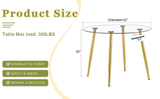 Round dining table with glass top, gilded metal legs, exquisite living, starting from details, W1151P205872