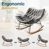 Outdoor Rocking Chair, Patio Egg Rocking Chair, Indoor Papasan Rattan Wicker Lounge Chair for Patio, 87826856