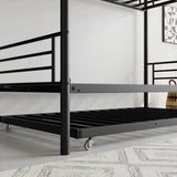 Twin Bunk Bed with Trundle Metal Bunkbeds with Ladder and Full-Length Guardrail, Noise Free, No Box W840P196829