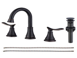2-Handle 8 inch Widespread Bathroom Sink Faucet Oil Rubbed Bronze Lavatory Faucet 3 Hole 360&deg 00810312