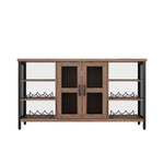 ZUN Industrial Wine Bar Cabinet, Liquor Storage Credenza, Sideboard with Wine Racks & Stemware Holder 88246051