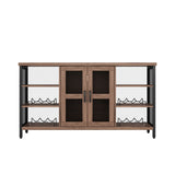 ZUN Industrial Wine Bar Cabinet, Liquor Storage Credenza, Sideboard with Wine Racks & Stemware Holder 88246051