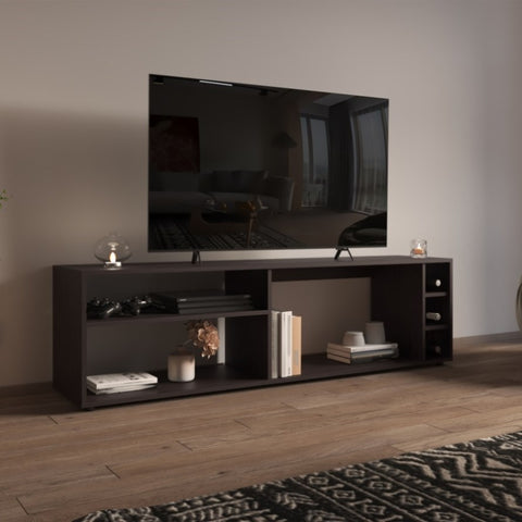 ZUN Suxta 63" Wide Tv Stand with Three Open Shelves and Three Bottle Cubbies, Cable Management, Bar Tv B200P286984