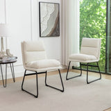 ZUN Milos Contemporary Upholstered Dining Chairs, Set of 2, Vanilla White T2574P245418