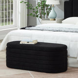 Modern Oval Storage Ottoman Bench, Upholstered Boucle Teddy Fabric of Bed Bench with Storage, W2186P193117