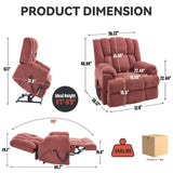 Dual Motor Heat Massage Infinite Position Up to 350 LBS Electric Power Lift Recliners with 15214958