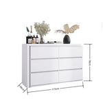 ZUN Extended Desktop 6 Drawers Chest of Drawer without Handle White Color Vanity W2139134917