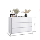 ZUN Extended Desktop 6 Drawers Chest of Drawer without Handle White Color Vanity 24382614