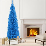 6FT Artificial Christmas Tree - 520 Branch Tips, Blue/Pencil Shape Design, Eco-Friendly PVC Sturdy 93421886