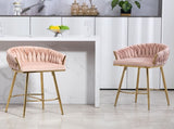 26'' Counter height bar stools Set of 2 kitchen island counter bar stool with hand- wave back,golden W2215P184990