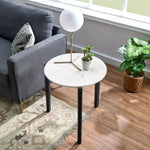 ZUN Living Room Coffee Table: Modern and stylish 24 inch round small coffee table, imitation marble W1781P178692