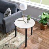 ZUN Living Room Coffee Table: Modern and stylish 24 inch round small coffee table, imitation marble W1781P178692