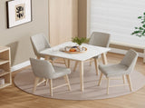 Studio Dining Chair in Linen with White Wash color Solid Wood Legs B127P495087