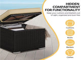 Wicker Patio Storage Ottomans with Cushions, Set of 2, Brown/Khaki 74245559