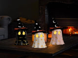 Halloween Decor Indoor, Set of 3 Ceramic Ghosts with Witch Hats, Cute Spooky Ghost 99433269