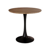 31.5" Walnut color Round Dining Table, Tulip Table Kitchen Dining Table 2-4 People with MDF Table W2189P303505
