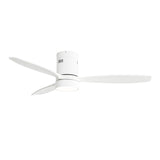 52 Inch Flush Mount Solid Wood Ceiling Fan With 6 Speed Remote Control Reversible DC Motor For Home W882P294267
