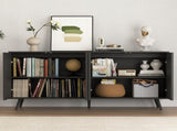 Sideboard Buffet Cabinet with Storage, Long Sideboard Storage Cabinet with 4 Doors, Wood Credenza W409P327405